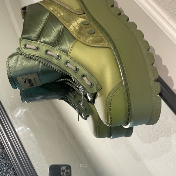 PUMA FENTY BY RIHANNA CYPRESS GREEN PLATFORM SNEAKER BOOTS - Picture 6 of 13